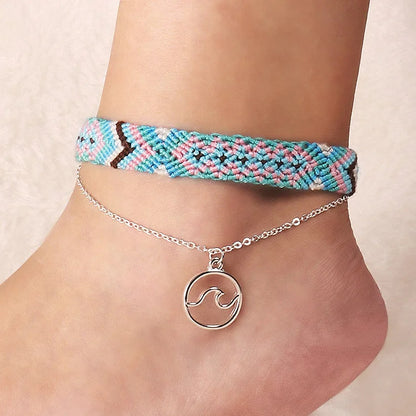 Handwoven Cotton Rope OM Pendant Bracelet Anklet