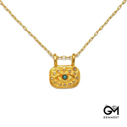 Evil Eye Copper Gold Plated Zircon Necklace