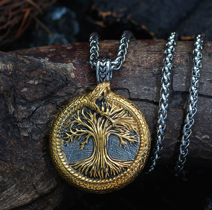 Tail Snake Tree of Life Stainless Steel Pendant for Men