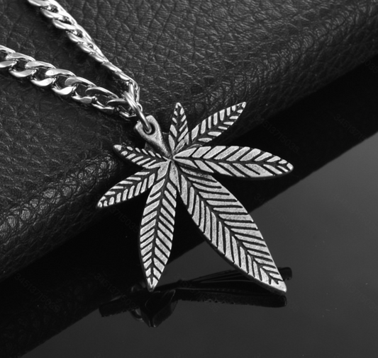 Stainless Steel Maple Leaf Pendant Necklace for Men