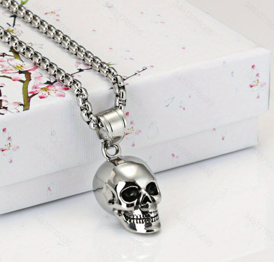 1pc Retro Punk Men's Skull Pendant Necklace