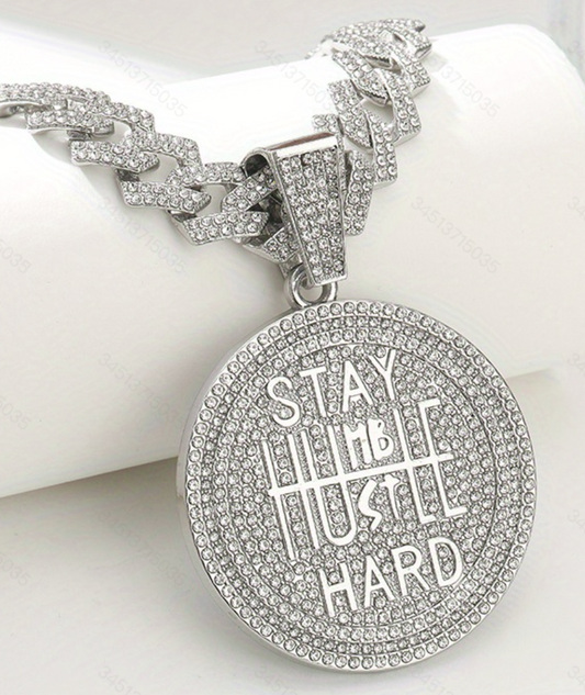 Hip-hop Round Pendant Necklace, Cuban Chain Necklace