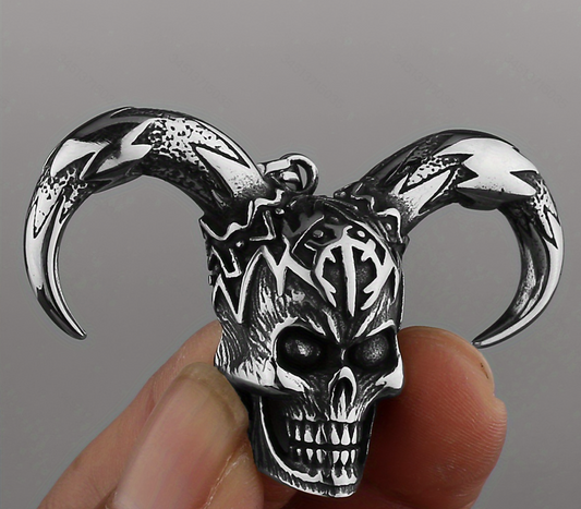 Men's Stainless Steel Joker Skull Pendant Necklace