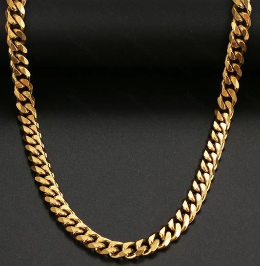 Stainless Steel Six-sided Grind Chain Hip Hop All-match Cuban Chain Necklace