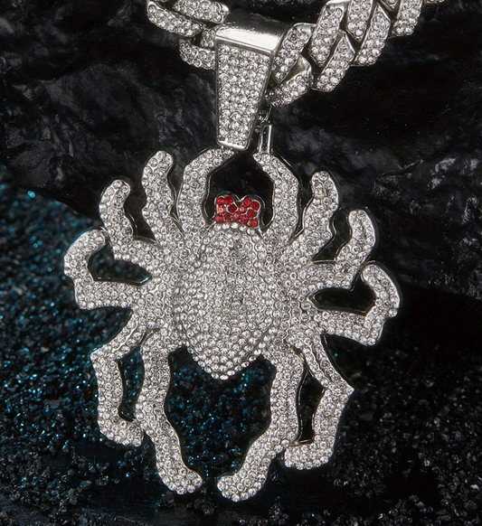 Iced-Out Spider Pendant Necklace