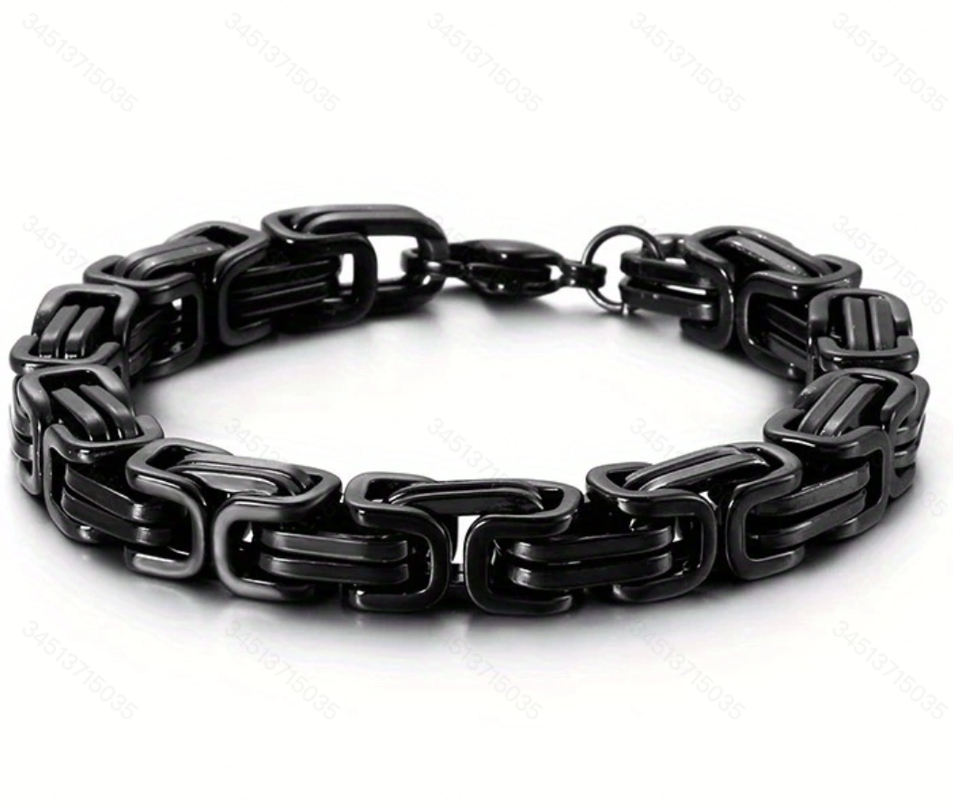 8mm Stainless Steel Imperial Chain Byzantine Overbearing Men's Bracelet