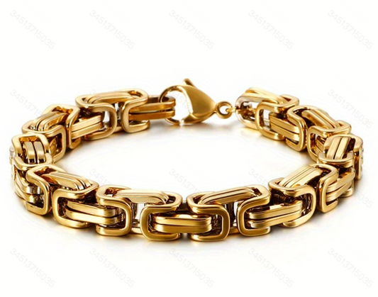 8mm Stainless Steel Imperial Chain Byzantine Overbearing Men's Bracelet