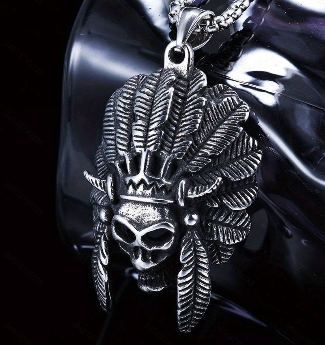 Retro Skull Chief Pendant Necklace