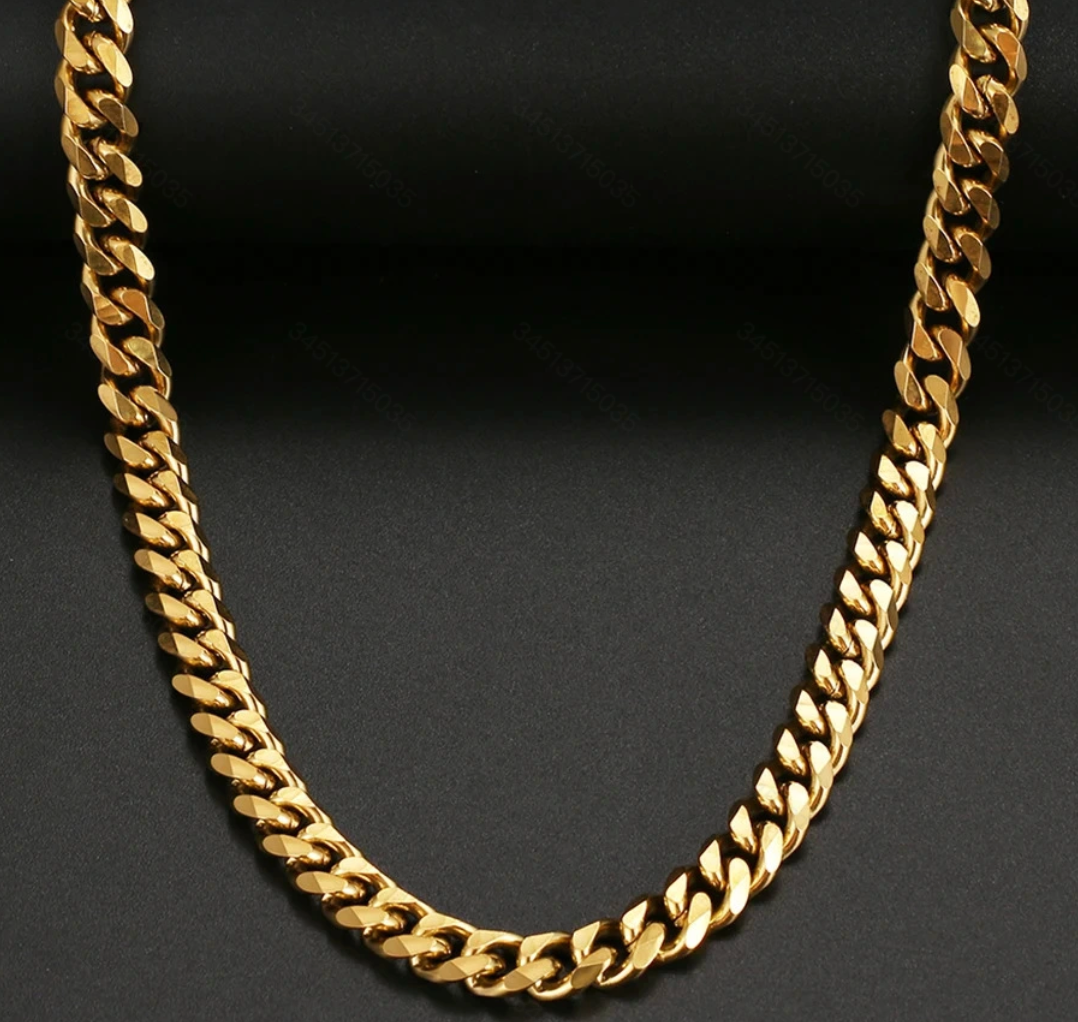 Stainless Steel Six-sided Grind Chain Hip Hop All-match Cuban Chain Necklace