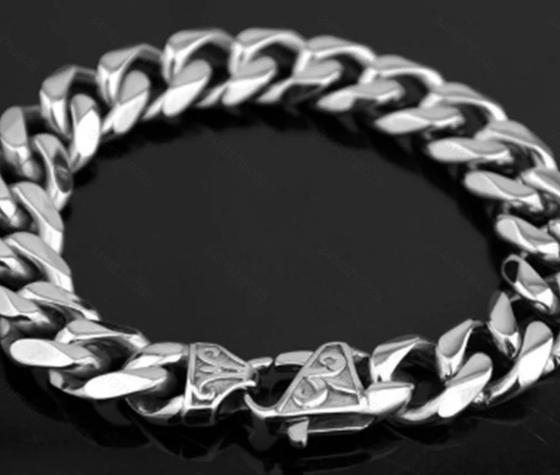 Men's Stainless Steel 6-Sided Casting Buckle Bracelet