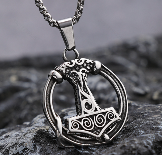 Fashionable Viking Hammer Design Pendant Chain Necklace For Men