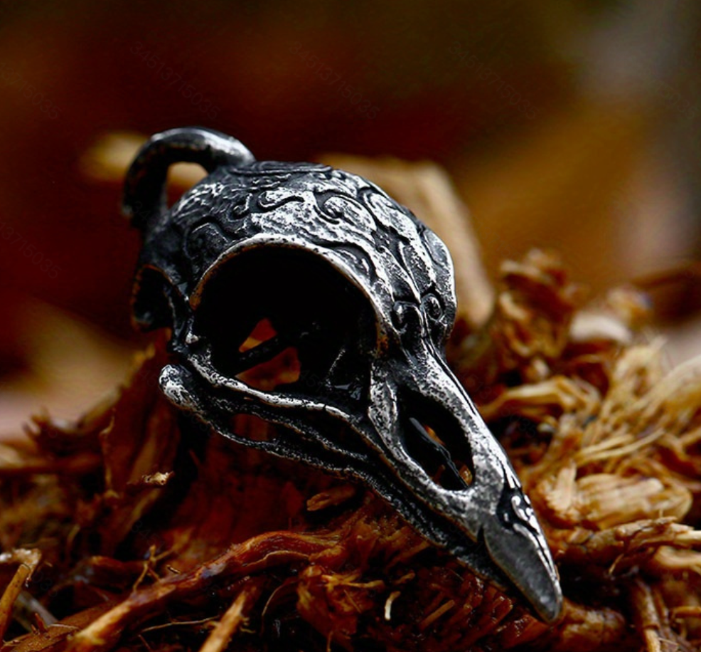 Nordic Viking Stainless Steel Carved Raven Pendant, Birthday Valentine's Day Gift For Him!