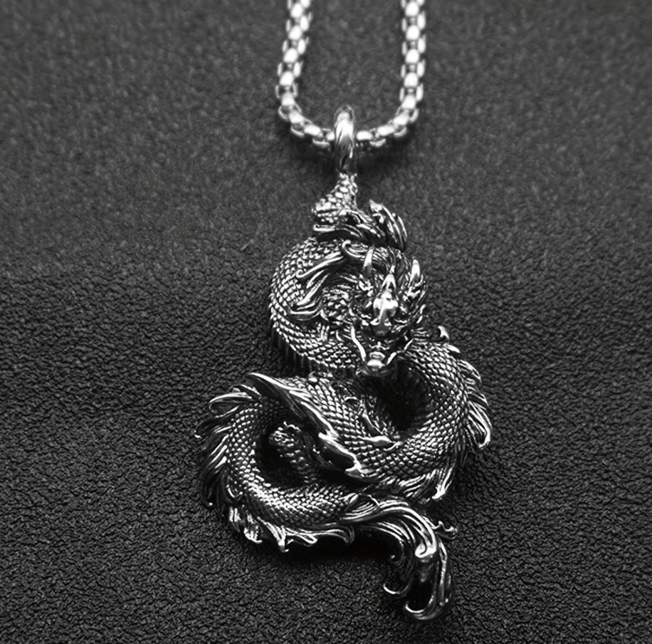 A Dragon Pendant Hip Hop Punk Men's Titanium Necklace