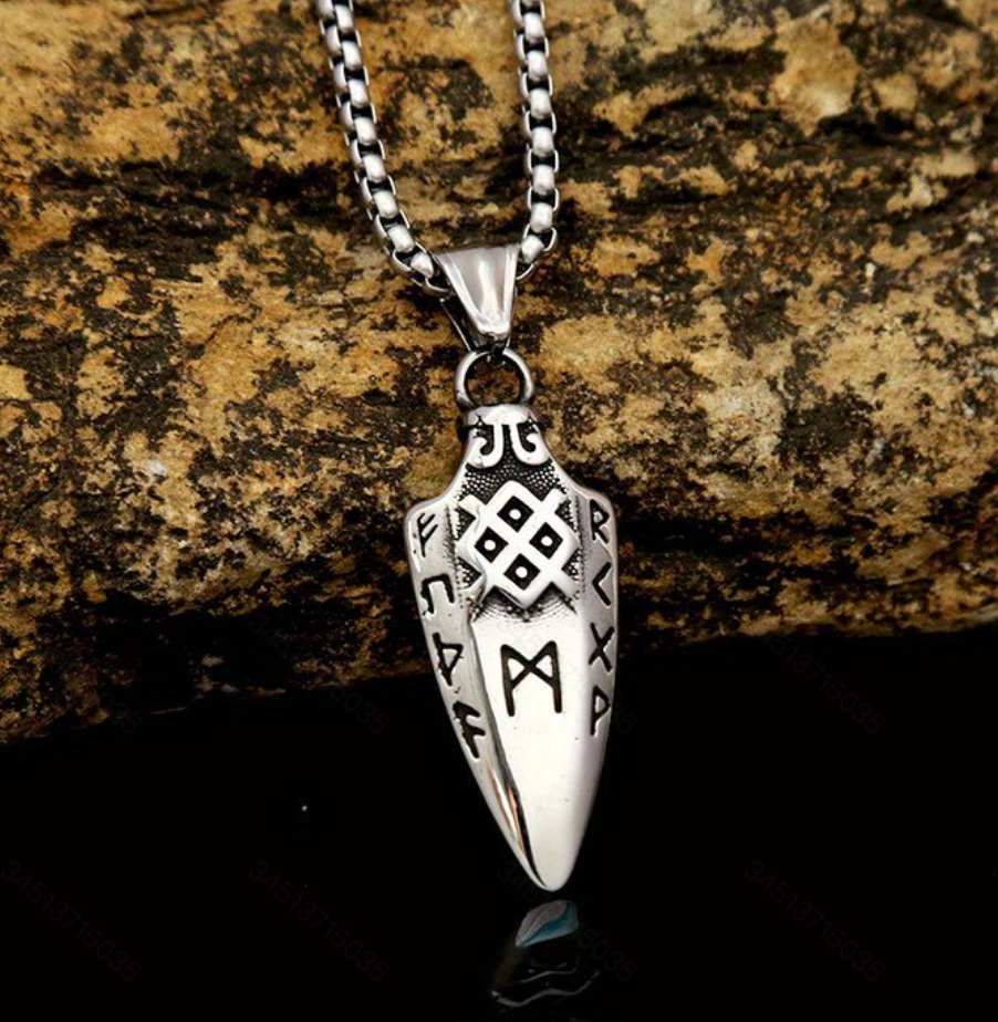 A Viking triangle spear letter pendant stainless steel men's necklace pendant