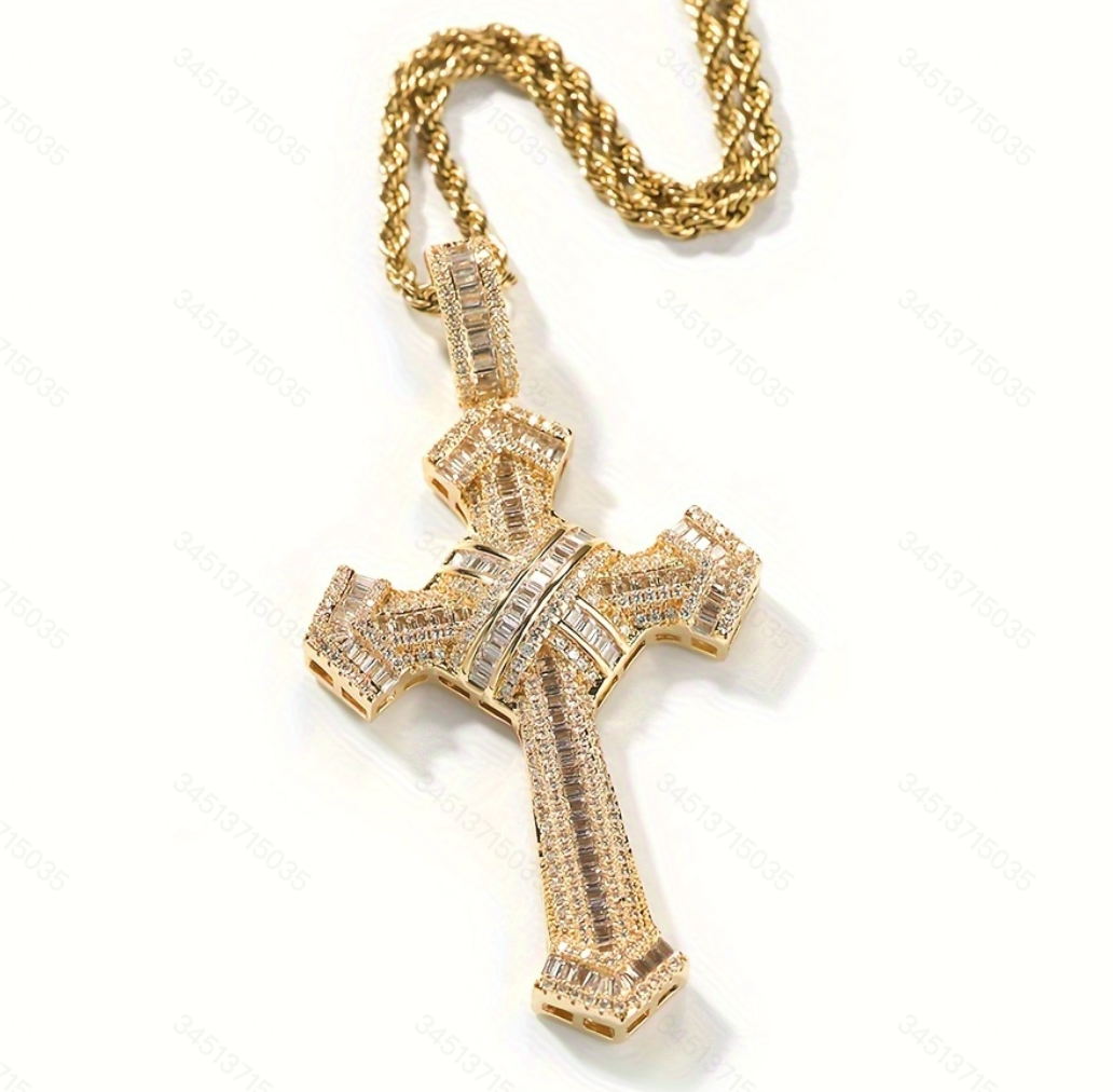 Synthetic zircon cross pendant necklace