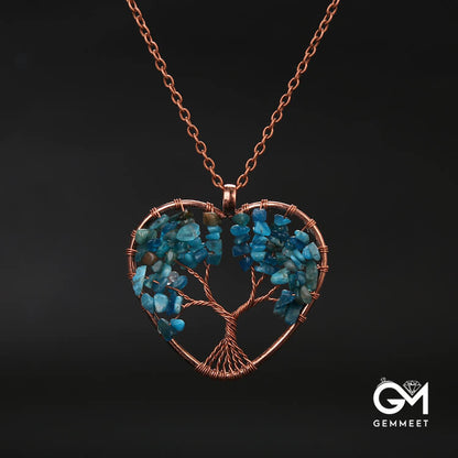 Crystal Wrap The Heart Around The Tree of Life Necklace