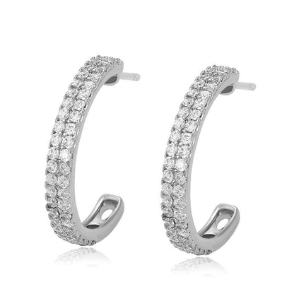 C Ring Geometric Earring Alloy Set with Zircon