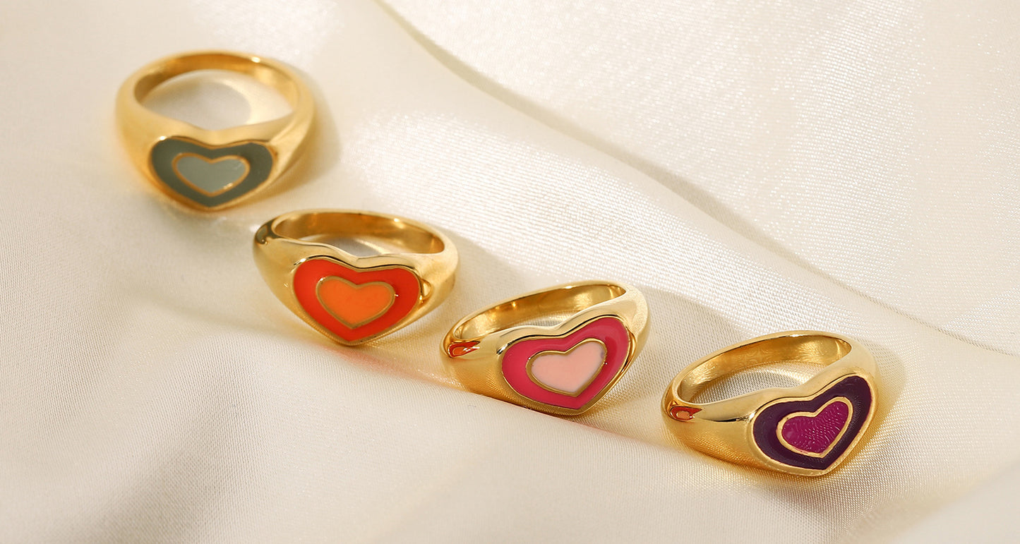 Cute Oblate Heart Shape Signet Ring