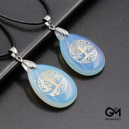 Kabbalah Crystal Tree of Life Water Drop Yoga Pendant