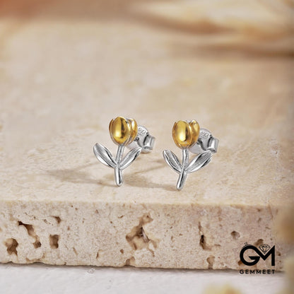 S925 Sterling Silver Simple Tulip Earrings