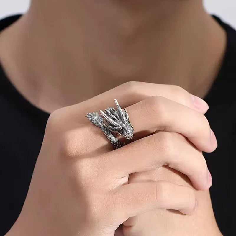 Vintage Men's Head Of Dragon Ring