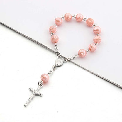 Pearl Heart Cross Bracelet