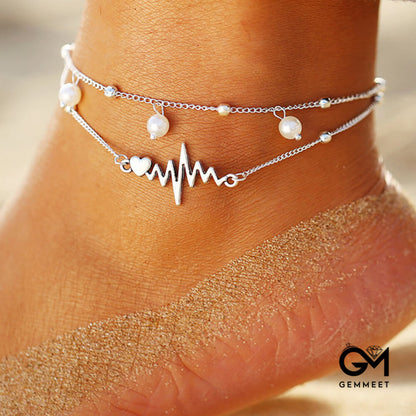 Bohemian Double Pearl ECG Anklet