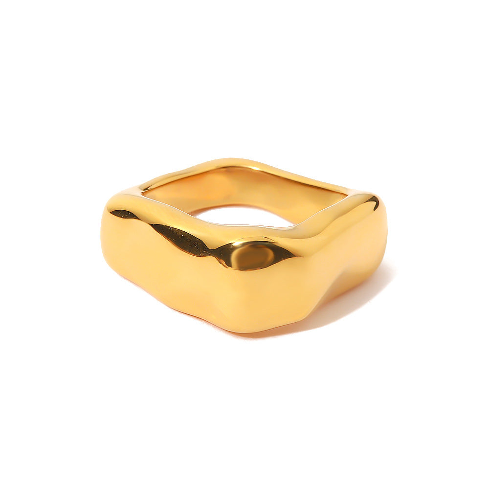 Gold Titanium Steel Wide Women's Ring