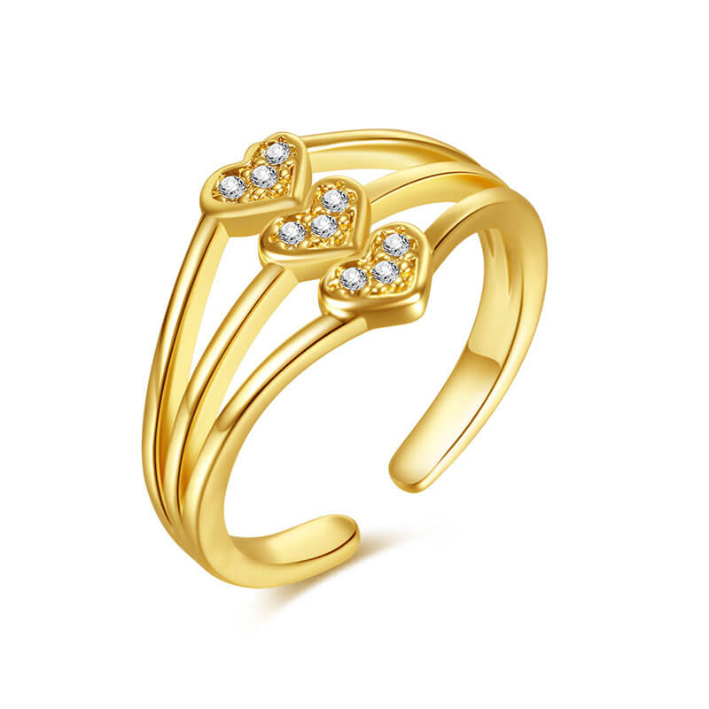 Minority Design Sense Simple and Versatile Peach Heart Micro-inlaid Zircon Ring