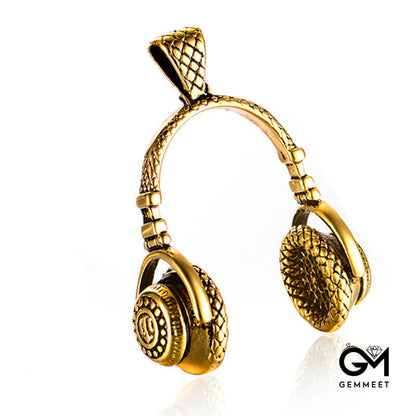 Stainless Steel Headphones Gold-plated Necklace