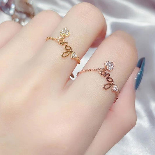 O-Shaped Chain Love Heart-Shaped Chain Ring