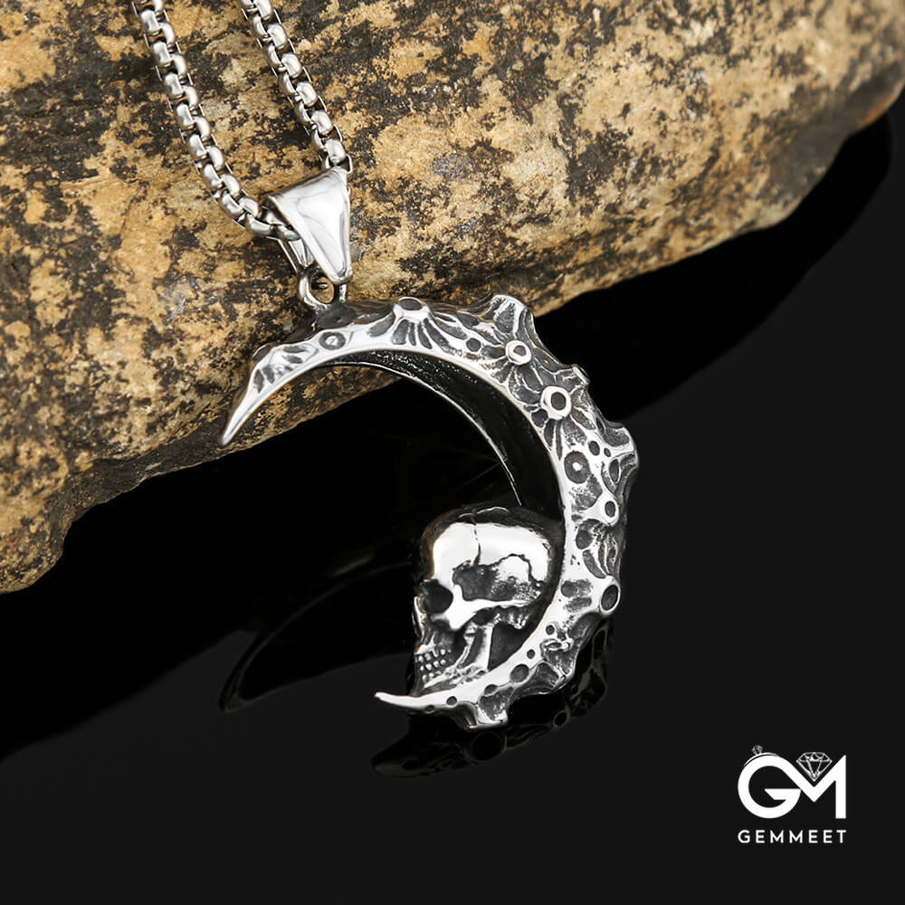 Moon Skull Titanium Steel Necklace