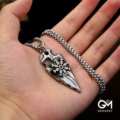 Titanium Steel Viking Arrow Rune Necklace