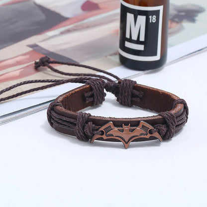 Handwoven Cowhide Bat Alloy Bracelet