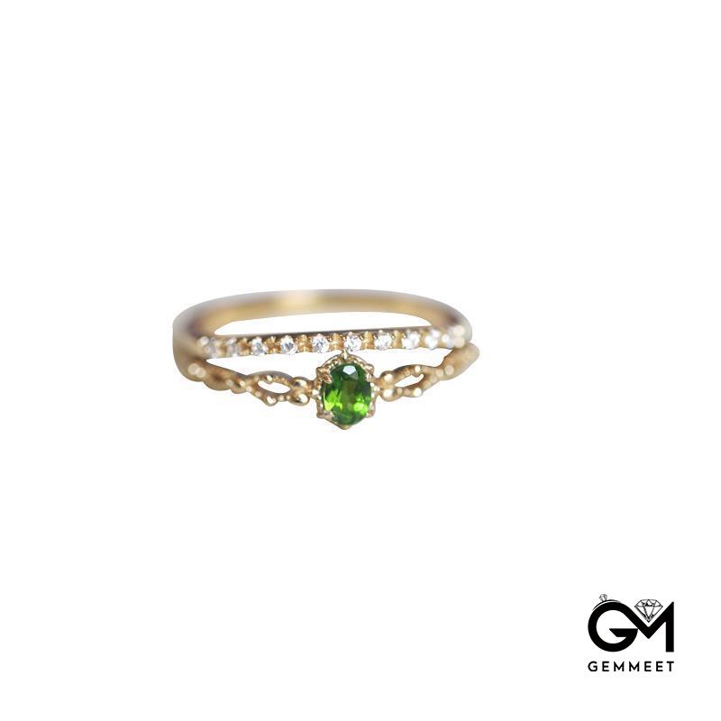 Radiant Goddess Green Zircon Multi-layer Ring