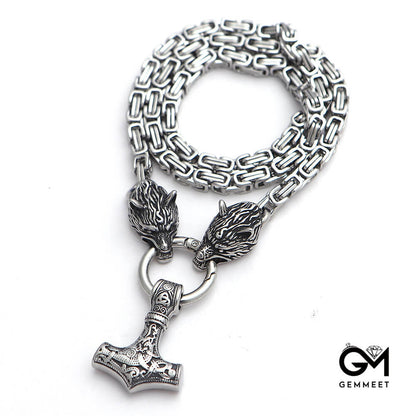 Stainless Steel Alloy Imperial Chain Wolf Head Necklace