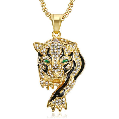 HIPHOP Jewelry Gold-plated Zircon Leopard Head Pendant