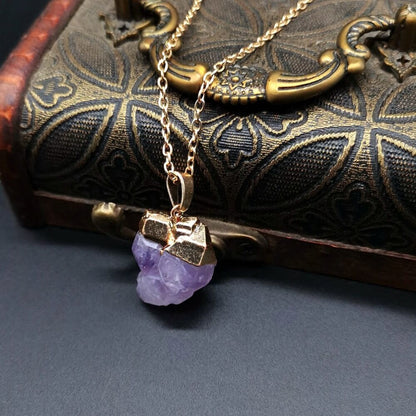 Amethyst Flower Gold-plated Crystal Necklace