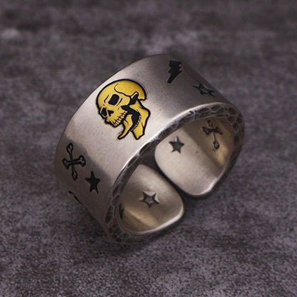 Star Lightning Skull Print Ring