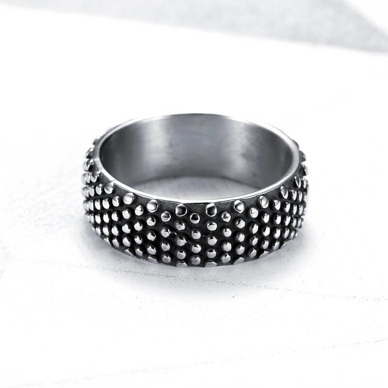 Simple Personality Round Pitted Titanium Steel Ring