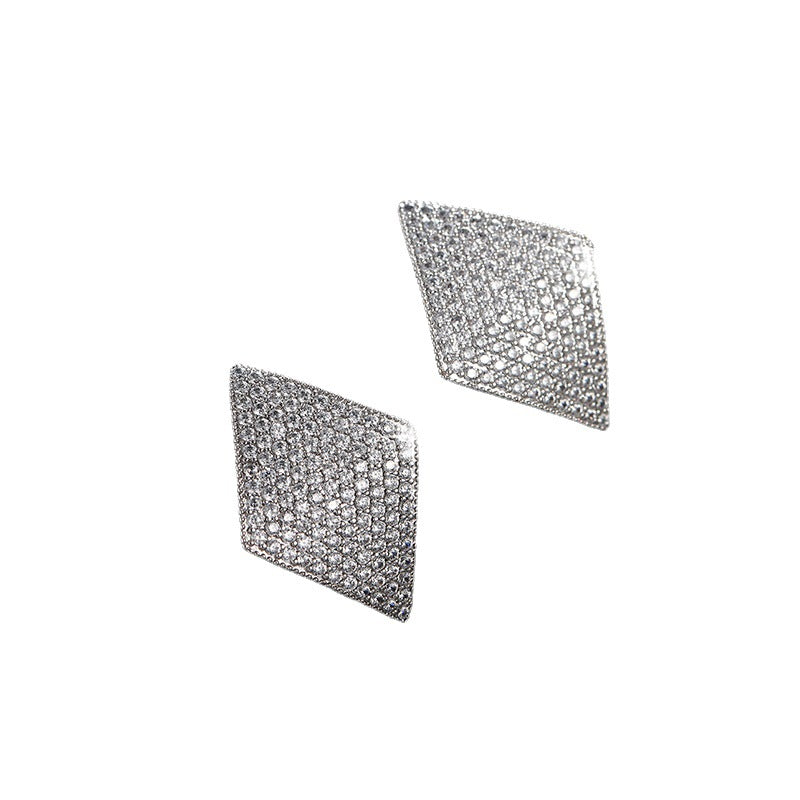 Micro-encrusted Zircon Light Luxury Rhombus Earrings