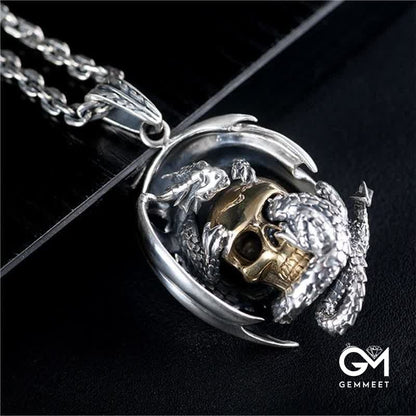 Men's Viking Dragon Skull Necklace