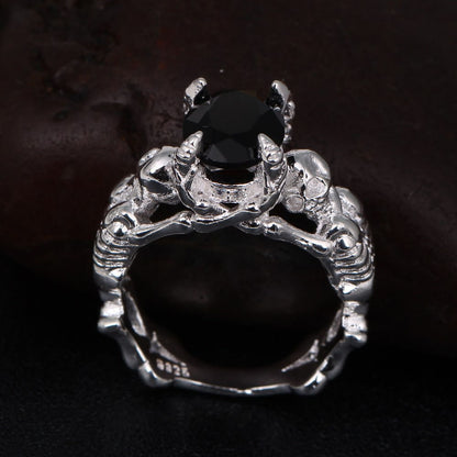 Halloween Skull Black Zircon Ring