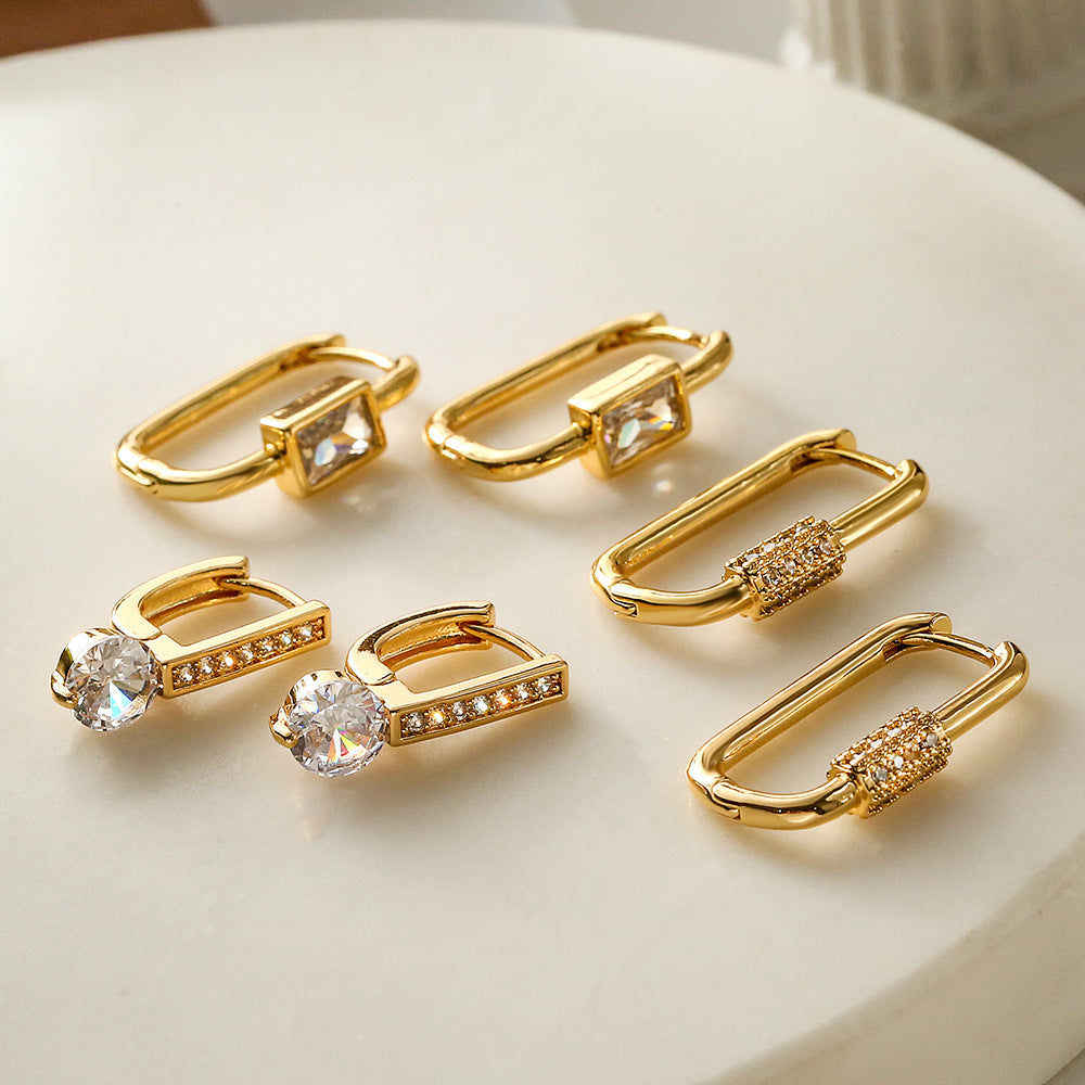 Golden U Shape Hoop Earrings