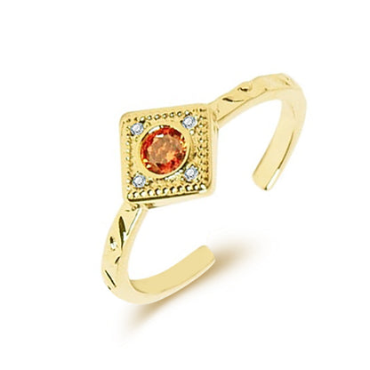 Vintage Diamond Red Zircon Ring