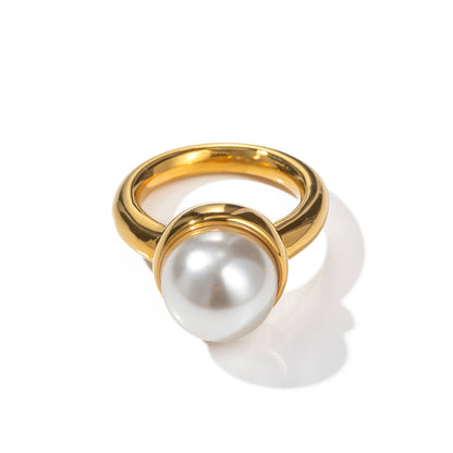 Stainless Steel Pearl Closed Ring