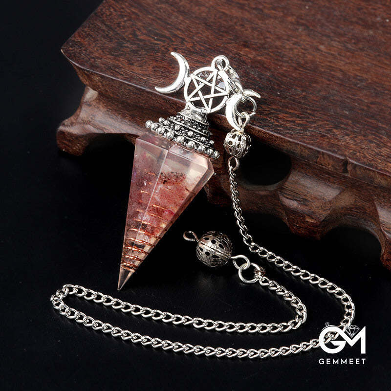 Colored Stone Resin Crystal Hexagon Cone Spirit Pendulum