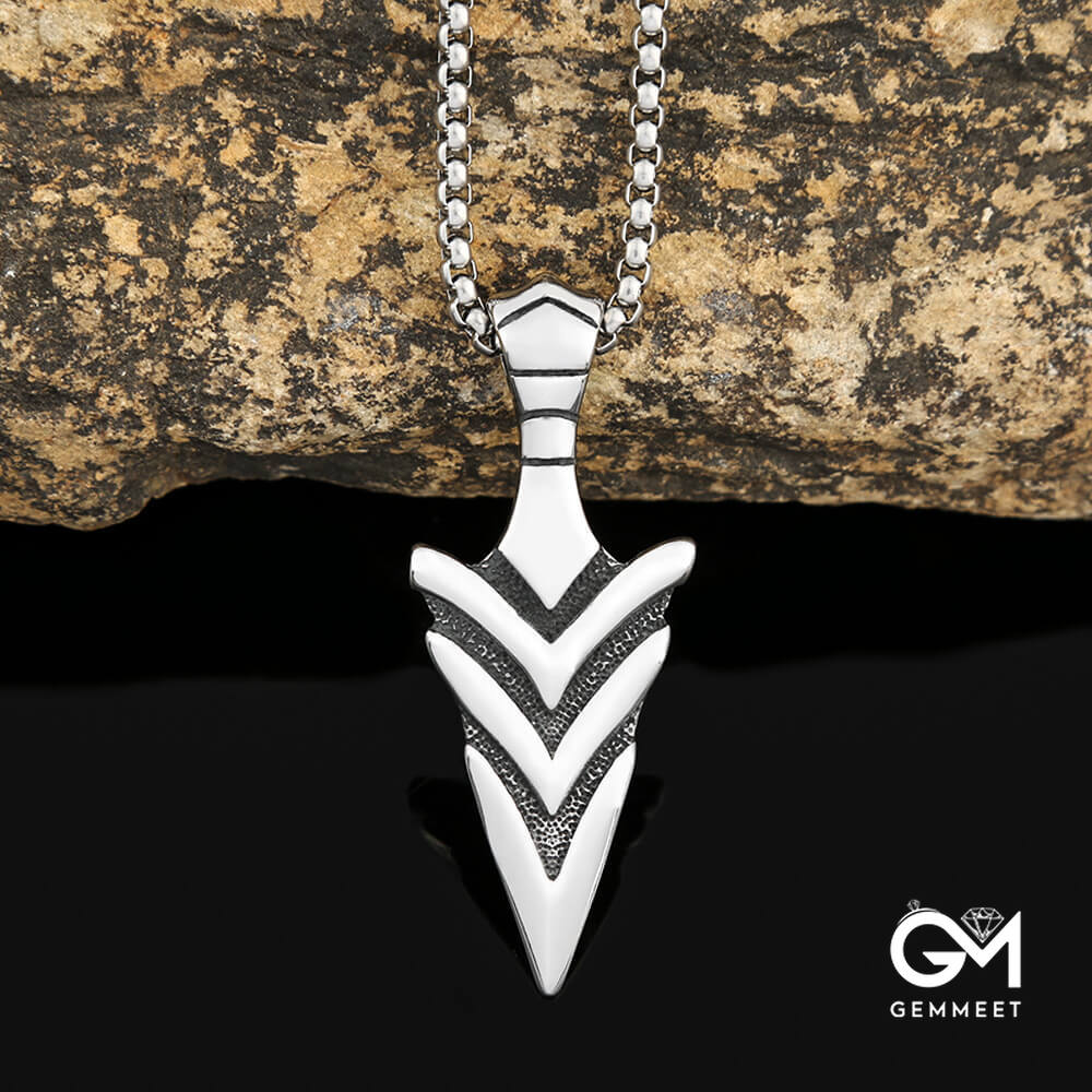 Titanium Steel Triangle Spear Viking Arrow Necklace