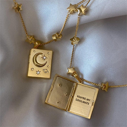 Cute Moon & Star Pendant Necklace