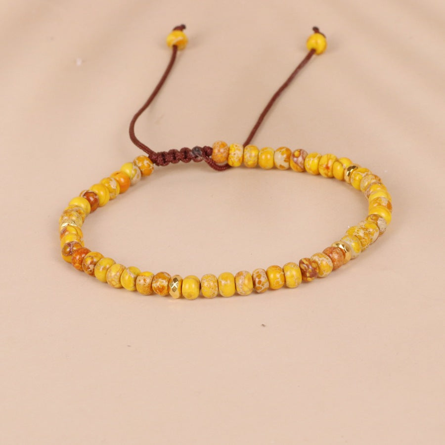 Bright Yellow Turquoise Flat Bead Bracelet